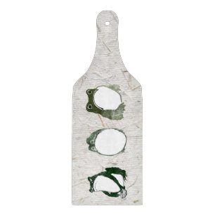 Trio of Grumpy Japanese Frogs Toads 19. Jahrhunder Schneidebrett