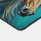 Trio of Horses Aquamarin blaugrün braun Schreibtischunterlage (Ecke)