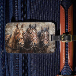 Trio of Horses Painting Luggage Tag Gepäckanhänger