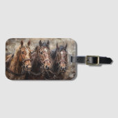Trio of Horses Painting Luggage Tag Gepäckanhänger (Vorderseite (Horizontal))