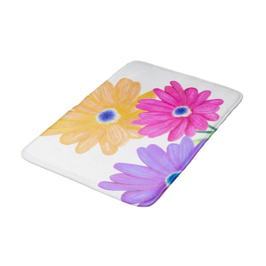 Trio of Joy: Bright Floral Badematte (Schrägansicht)