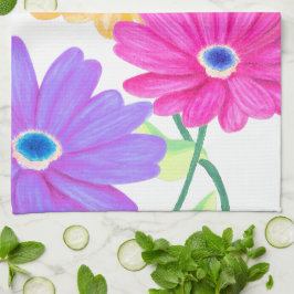 Trio of Joy: Bright Floral  Geschirrtuch