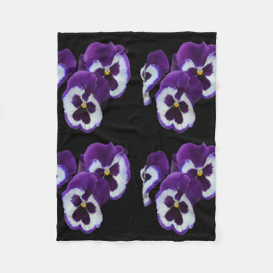 Trio of Lila White Pansy Blooms: Natures Harmony Fleecedecke