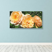 Trio of Peach Rose Floral Leinwanddruck (Insitu (Holzboden))