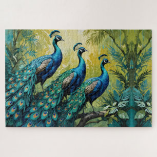 Trio of Peacocks im Urwald Puzzle