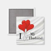 Trio of Red Heart Balloons I Liebe Mein Mann Magnet (Vorderseite/Rückseite)