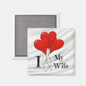 Trio of Red Heart Balloons I Liebe Meine Ehefrau Magnet (Vorderseite/Rückseite)