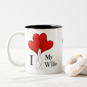 Trio of Red Heart Balloons I Liebe Meine Ehefrau Zweifarbige Tasse