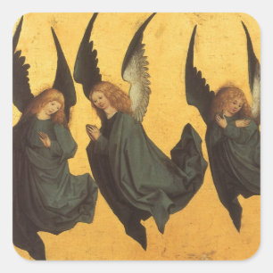 Trio of Renaissance Angels by Master of Housebook Quadratischer Aufkleber