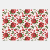 Trio of Romantic Red Roses Foliage on Multi Tones Geschenkpapier Set (Vorderseite 2)