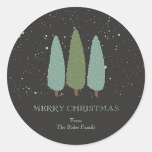 Trio of Trees Christmas Gift Runder Aufkleber