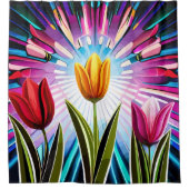 Trio of Tulips: Ein Ausbruch der Springtime-Schönh Duschvorhang (Vorderseite)