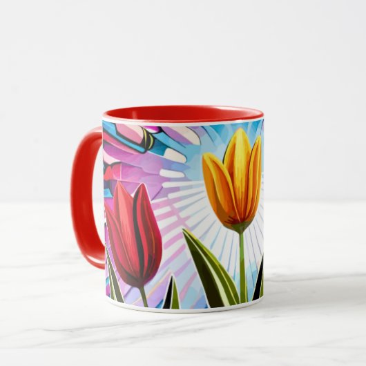 Trio of Tulips: Ein Ausbruch der Springtime-Schönh Tasse (Vorderseite Links)