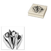 Trio of Tulips, handgezeichnete, gravierte Briefma Gummistempel (Stempel)