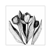 Trio of Tulips, handgezeichnete, gravierte Briefma Gummistempel (Prägung)