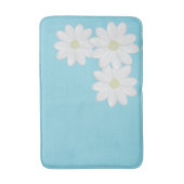 Trio of White Daisy Blume Aqua Blue Bath Mat Badematte (Vorderseite Vertikal)