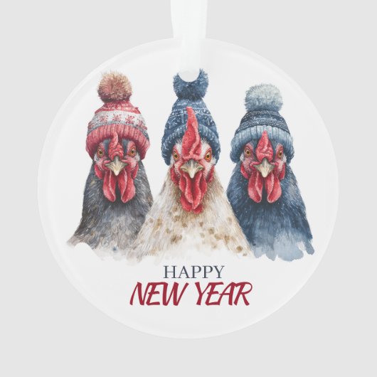 Trio of Winter Chickens Christmas Ornament (Rückseite)