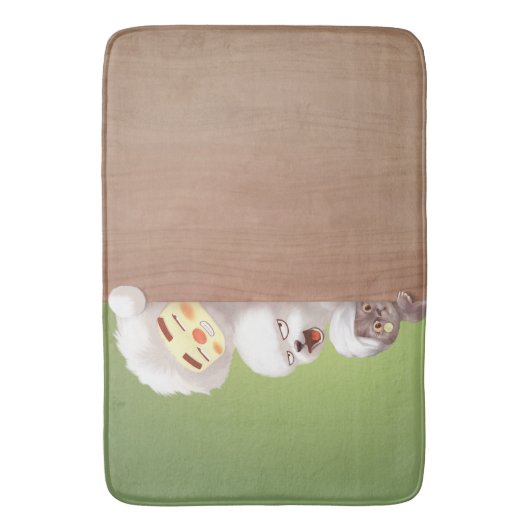 Trio Peeking Animals Badematte (Vorderseite Vertikal)