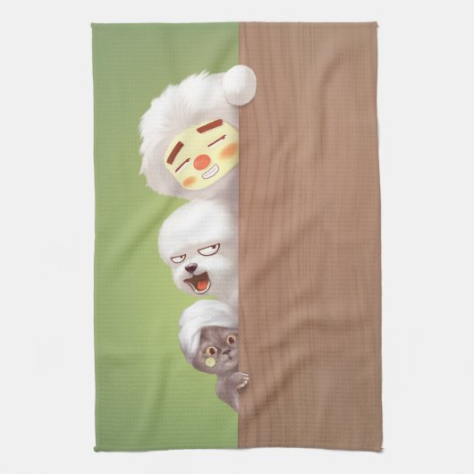 Trio Peeking Animals Geschirrtuch (Vertikal)