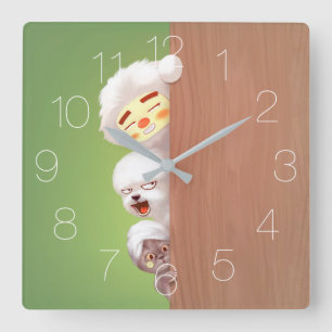 Trio Peeking Animals Quadratische Wanduhr