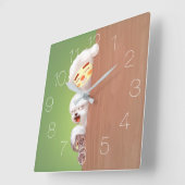 Trio Peeking Animals Quadratische Wanduhr (Winkel)