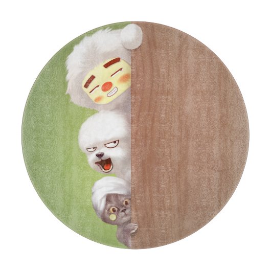 Trio Peeking Animals Schneidebrett (Vorderseite)