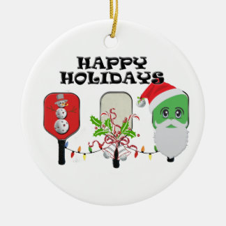 Trio pickleball xmas keramik ornament
