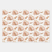 Trio Pink Brown Gingerbrot Häuser Stars Cinnamon Geschenkpapier Set (Vorderseite 3)