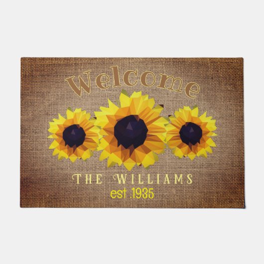 Trio polygonal sonnenblume - personalisiert fußmatte (Vorderseite)