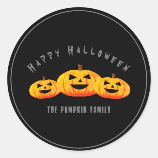 Trio Pumpkins Halloween Black Circle Sticker (Vorderseite)