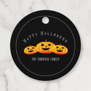 Trio Pumpkins Halloween Black Round Favor Tag Geschenkanhänger