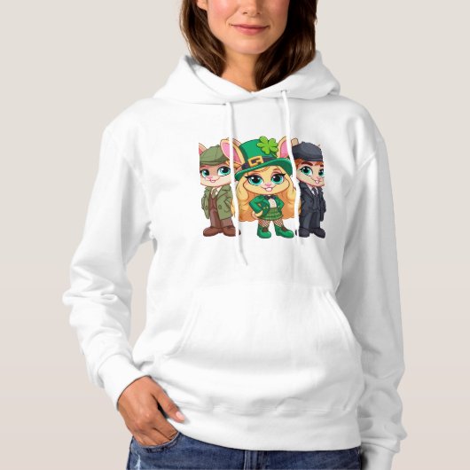 Trio Rabbit für St Patrick Hoodie (Vorderseite)