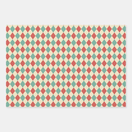 Trio Retro Weihnachtswrapping Paper Sheets Geschenkpapier Set (Vorderseite)