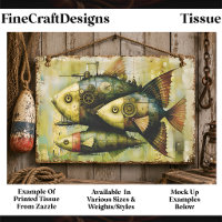 Trio Steampunk Mechanischer Fisch FM3L Decoupage