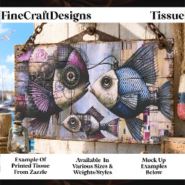 Trio Steampunk Mechanischer Fisch FM3R Decoupage T Seidenpapier