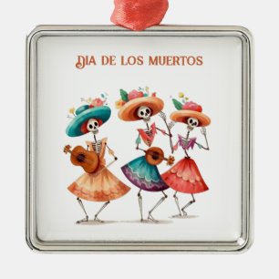 Trio tanzender Calavera zum Día de los Muertos Ornament Aus Metall