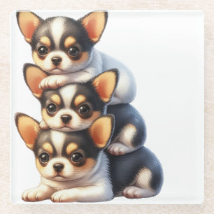 TRIO VON ADORABLE CHIHUAHUA PUPPY HUNGS GLASUNTERSETZER
