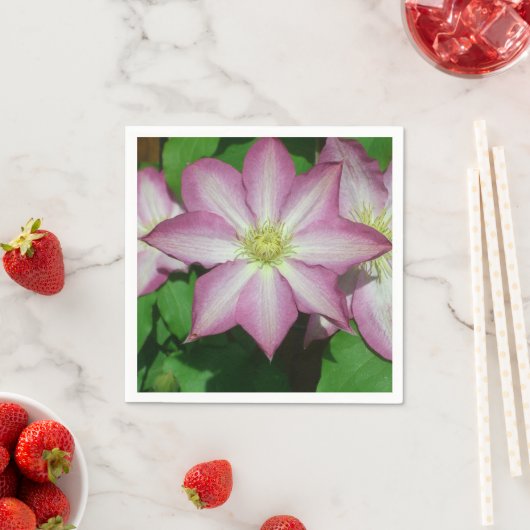 Trio von Clematin Rosa und Weißer Frühling Wein Serviette (Beispiel)