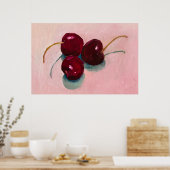 Trio von Kirschen Ölgemälde Obst Poster (Küche)