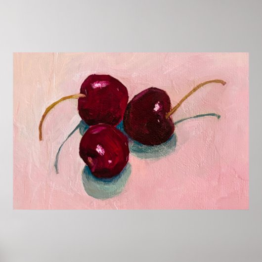 Trio von Kirschen Ölgemälde Obst Poster (Vorne)