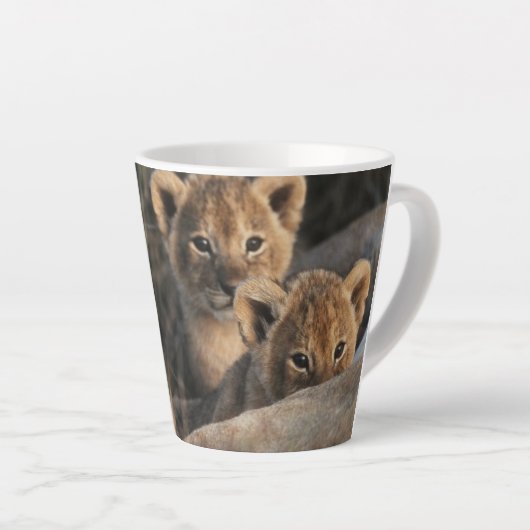 Trio von Lion Cubs mit Mutter Milchtasse (Rechte Ecke)
