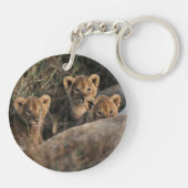 Trio von Lion Cubs mit Mutter Schlüsselanhänger (Rückseite)