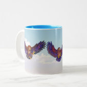Trio von Owls Ruru Morepork Zweifarbige Tasse (Vorderseite Links)