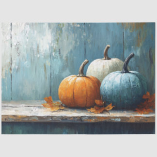Trio von Pumpkins auf der Rustikalen Holzdekoupage Seidenpapier