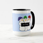 Trio von Schneemännern mit Schneezeichen Tasse (VorderseiteRechts)