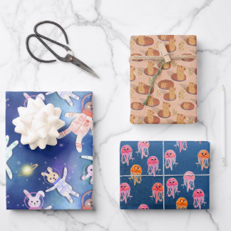 Trio von seltsamen und lustigen Designs lol Geschenkpapier Set