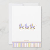 Trio-Wagen-Dreiergruppe-Baby-Duschen-Einladung Einladung (Rückseite)