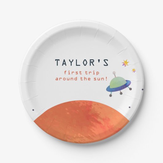 Trip Around The Sun | Space Boy Birthday Pappteller (Vorderseite)