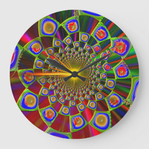 Trip In Psychedelic 3D Optics Große Wanduhr