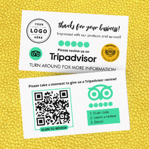 Tripadvisor-Bewertungsanfragekarte mit QR-Code Telefonnummerkarte